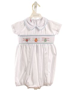 RUTH AND RALPH  LT BLUE  POLKA DOT SMOCKED BUBBLE