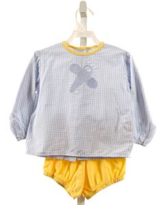HANNAH KATE  LT BLUE  GINGHAM APPLIQUED 2-PIECE OUTFIT