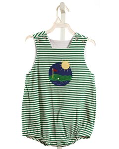 BAILEY BOYS  GREEN  STRIPED APPLIQUED KNIT BUBBLE