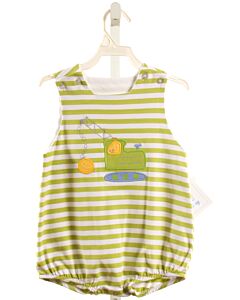BAILEY BOYS  LIME GREEN  STRIPED APPLIQUED KNIT BUBBLE