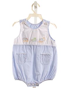 ANAVINI  LT BLUE  GINGHAM EMBROIDERED BUBBLE