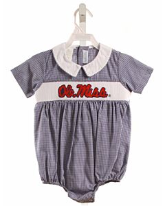 VIVE LA FETE  NAVY  GINGHAM SMOCKED BUBBLE