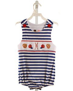 BANANA SPLIT  BLUE  STRIPED SMOCKED KNIT BUBBLE