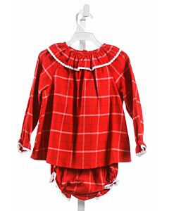 BELLA BLISS  RED  PLAID  2-PIECE OUTFIT WITH EYELET TRIM