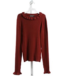 CREAMIE  MAROON    KNIT LS SHIRT WITH RUFFLE