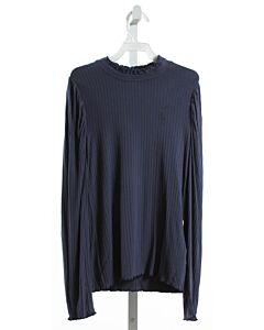 CREAMIE  BLUE    KNIT LS SHIRT WITH RUFFLE