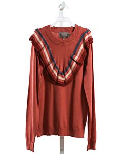 CREAMIE  RED KNIT   SHIRT-LS WITH RUFFLE