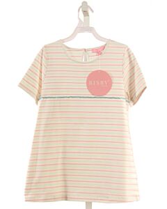 BISBY BY LITTLE ENGLISH  MULTI-COLOR  STRIPED  KNIT SS SHIRT WITH SEQUINS