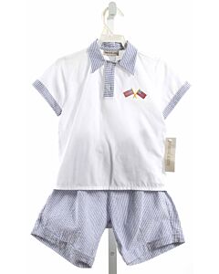 MARCO & LIZZY  LT BLUE SEERSUCKER  EMBROIDERED 2-PIECE OUTFIT