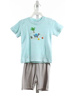 SQUIGGLES  AQUA  STRIPED APPLIQUED 2-PIECE OUTFIT