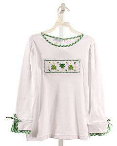VIVE LA FETE  WHITE   SMOCKED KNIT LS SHIRT