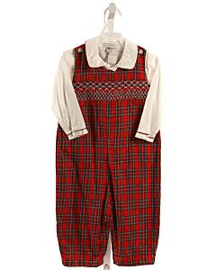 CARRIAGE BOUTIQUE  RED  PLAID SMOCKED 2-PIECE DRESSY OUTFIT