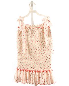 JAMES & LOTTIE  WHITE  FLORAL SMOCKED SLEEVELESS SHIRT WITH RUFFLE