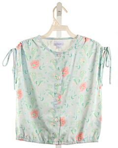 PLEAT.  LT BLUE  FLORAL  SLEEVELESS SHIRT