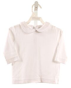 FLORENCE EISEMAN  WHITE    KNIT LS SHIRT WITH PICOT STITCHING