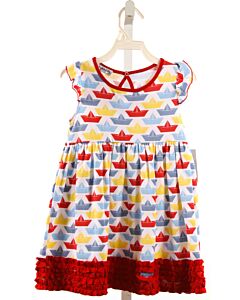 MAGNOLIA BABY  MULTI-COLOR  PRINT  KNIT DRESS WITH RUFFLE