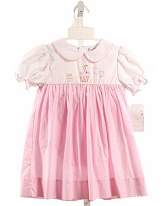 PETIT AMI  PINK   EMBROIDERED DRESS WITH PICOT STITCHING