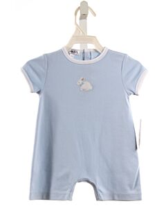 MAGNOLIA BABY  LT BLUE   APPLIQUED KNIT SHORTALL