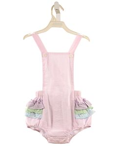 THE YELLOW LAMB  LAVENDER SEERSUCKER STRIPED  BUBBLE WITH RUFFLE