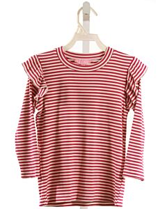 BISBY BY LITTLE ENGLISH  PURPLE  STRIPED  KNIT LS SHIRT WITH RUFFLE