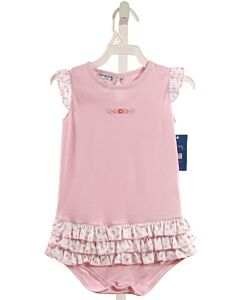 MAGNOLIA BABY  PINK  FLORAL EMBROIDERED KNIT BUBBLE WITH RUFFLE