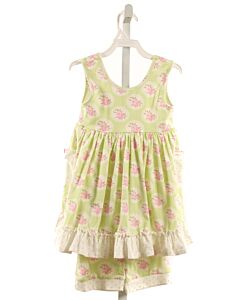 SERENDIPITY  LT GREEN  FLORAL  2-PIECE OUTFIT WITH RUFFLE