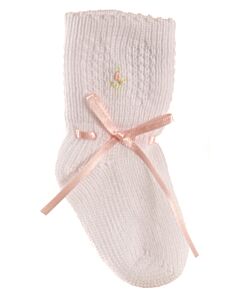 WILLBETH  WHITE  FLORAL EMBROIDERED SOCKS