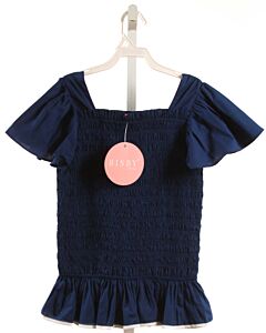 BISBY BY LITTLE ENGLISH  NAVY   SMOCKED DRESS SHIRT
