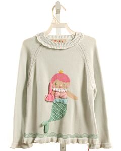 ZUBELS  LT BLUE   APPLIQUED SWEATER WITH RUFFLE