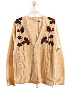 PINK CHICKEN  IVORY   EMBROIDERED CARDIGAN