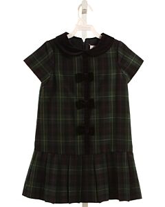 FLORENCE EISEMAN  FOREST GREEN  PLAID  DRESS WITH BOW