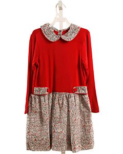 MARCO & LIZZY  RED  FLORAL  DRESS WITH PICOT STITCHING