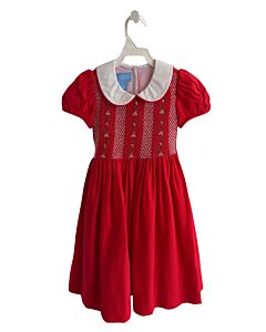 ANAVINI RED CORDUROY SMOCKED DRESS