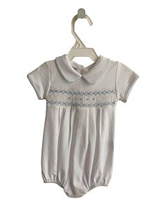 MAGNOLIA BABY  WHITE KNIT  SMOCKED BUBBLE WITH PICOT STITCHING