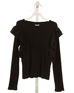 ZARA  BLACK    KNIT LS SHIRT WITH RUFFLE