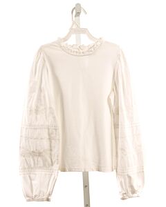 ZARA  WHITE    KNIT LS SHIRT WITH EYELET TRIM