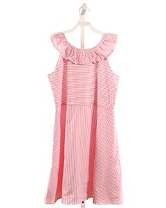 FLORENCE EISEMAN  PINK SEERSUCKER STRIPED  DRESS WITH RUFFLE