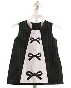 THE BEAUFORT BONNET COMPANY  FOREST GREEN  PLAID APPLIQUED DRESS