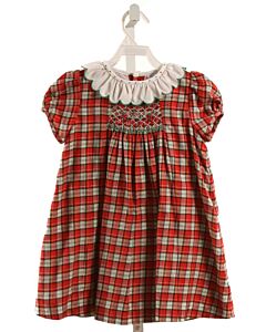 LULI & ME  RED  PLAID SMOCKED DRESS