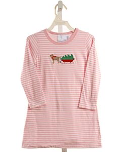 LITTLE ENGLISH  LT PINK  STRIPED APPLIQUED KNIT DRESS