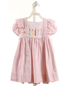 THE PROPER PEONY  LT PINK   EMBROIDERED DRESS WITH RUFFLE