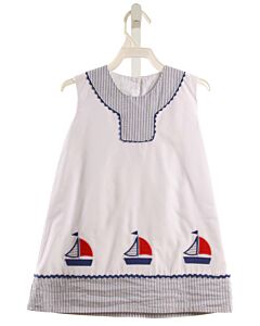 LITTLE THREADS  WHITE  STRIPED  DRESS WITH RIC RAC