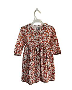 COTTON KIDS  ORANGE  FLORAL  DRESS WITH LACE TRIM