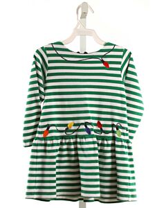 FLORENCE EISEMAN  GREEN  STRIPED APPLIQUED KNIT DRESS