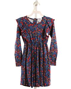 THE PROPER PEONY  BLUE  FLORAL  KNIT DRESS WITH RUFFLE