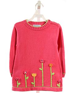 FLORENCE EISEMAN  PINK  FLORAL APPLIQUED SWEATER