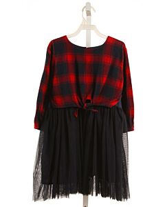 POPATU  NAVY TULLE PLAID  DRESS