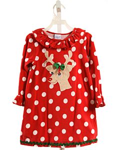 BAILEY BOYS  RED  POLKA DOT APPLIQUED KNIT DRESS WITH RUFFLE