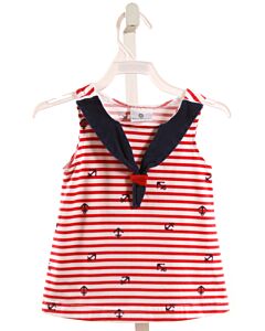 FLORENCE EISEMAN  RED KNIT STRIPED  SLEEVELESS SHIRT