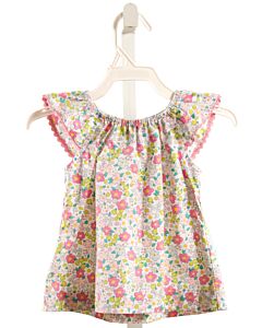 LITTLE ENGLISH  PINK  FLORAL  SLEEVELESS SHIRT WITH RIC RAC